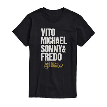 The Godfather Vito Michael Sonny Fredo Mens Crew Neck Short Sleeve Regular Fit Graphic T-Shirt