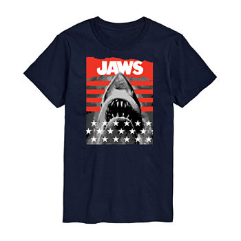 Jaws Mens Crew Neck Short Sleeve Regular Fit Graphic T-Shirt