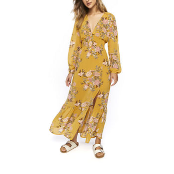Forever 21 Juniors Long Sleeve Floral Maxi Dress