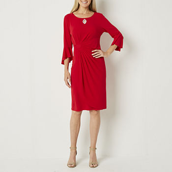Connected Apparel 3/4 Sleeve A-Line Dress