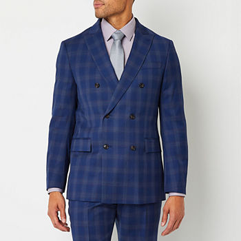 Stafford Coolmax All Season Ecomade Mens Plaid Stretch Fabric Slim Fit Suit Jacket-Slim