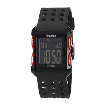 Armitron Pro Sport Mens Chronograph Multi-Function Digital Black Strap Watch 49/1025redj