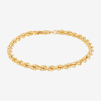 Gold Opulence 10K Gold 10 Inch Hollow Rope Link Bracelet
