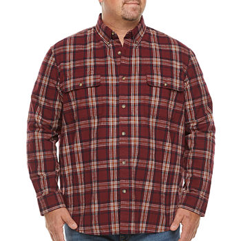 The Foundry Big & Tall Supply Co. Outdoor Mens Long Sleeve Plaid Button-Down Shirt