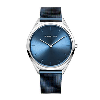 Bering Womens Blue Stainless Steel Bracelet Watch 17039-307