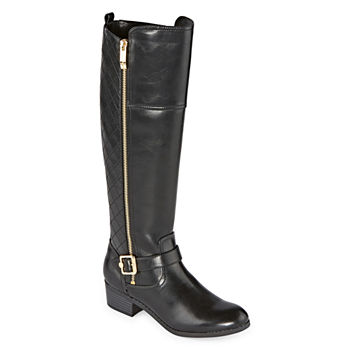 Liz Claiborne Womens Torcello Riding Boots Stacked Heel