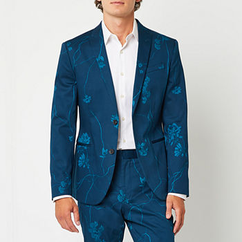 JF J.Ferrar Mens Floral Stretch Fabric Slim Fit Suit Jacket