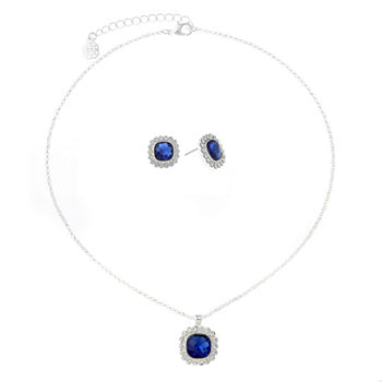 Monet® Blue Silver-Tone Necklace and Earring Set
