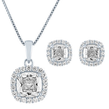 Lab Created White Sapphire Sterling Silver Jewelry Set