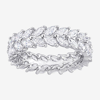 5.5MM Lab Created White Moissanite Sterling Silver Anniversary Eternity Band