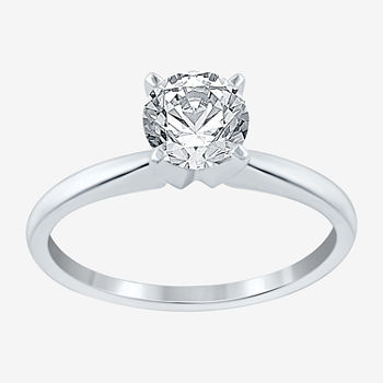 Ever Star Womens 1 CT. T.W. Lab Grown White Diamond 14K White Gold Round Solitaire Engagement Ring