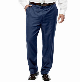 Stafford Travel Wool Blend Stretch Suit Pants- Portly Fit
