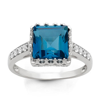 London Blue Womens Genuine Blue Topaz Sterling Silver Cocktail Ring