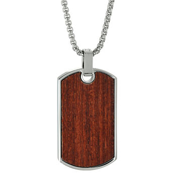Mens Sterling Silver Dog Tag Pendant Necklace