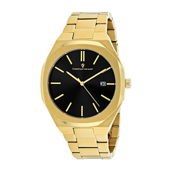 Christian Van Sant Mens Gold Tone Stainless Steel Bracelet Watch Cv0527