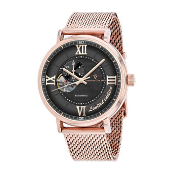 Christian Van Sant Mens Automatic Rose Goldtone Stainless Steel Bracelet Watch Cv1146