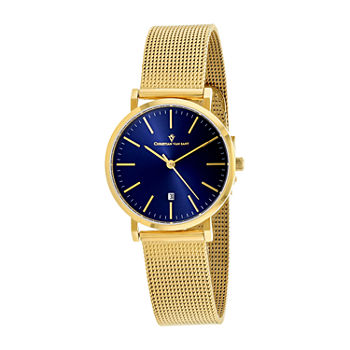 Christian Van Sant Womens Gold Tone Stainless Steel Bracelet Watch Cv4224