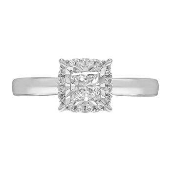 Tru Miracle Womens 1 CT. T.W. Genuine White Diamond 10K White Gold Solitaire Engagement Ring