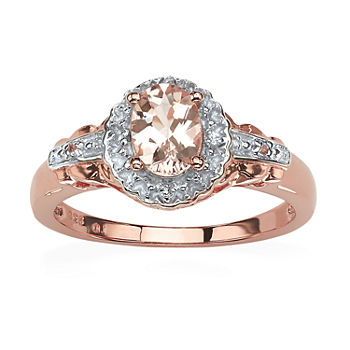 Womens Genuine Pink Morganite Sterling Silver Cocktail Ring