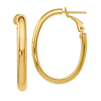 14K Gold 31mm Oval Hoop Earrings