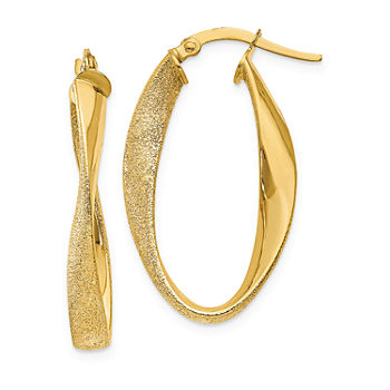 14K Gold 10mm Oval Hoop Earrings