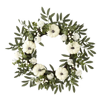 Jcp 24in Wreath With White Pumpkins