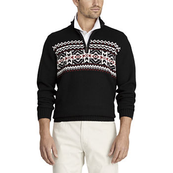 IZOD Fairisle Mens Mock Neck Long Sleeve Pullover Sweater