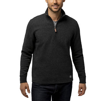 Free Country Mens Long Sleeve Mock Neck Heavy Waffle 1/4 Zip Pullover Top