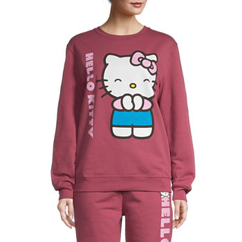 Juniors Womens Crew Neck Long Sleeve Hello Kitty Sweatshirt