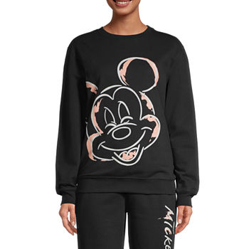 Juniors Mickey Mouse Womens Crew Neck Long Sleeve Sweatshirt