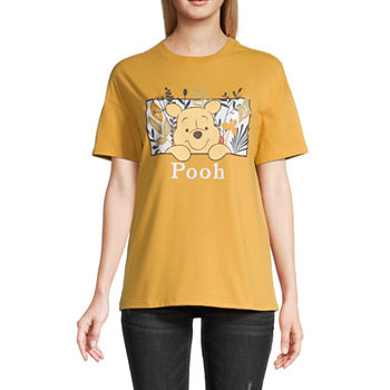 Juniors Winnie The Pooh Womens Crew Neck Short Sleeve Graphic T-Shirt