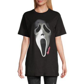 Juniors Scream Ghost Face Oversized Womens Crew Neck Short Sleeve Graphic T-Shirt