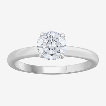 Womens 1 CT. T.W. Lab Grown White Diamond 14K White Gold Round Solitaire Engagement Ring