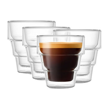 Joyjolt Pila Double Walled Glass - 3 Oz - Set Of 4 Espresso Cup Dishwasher Safe Insulated