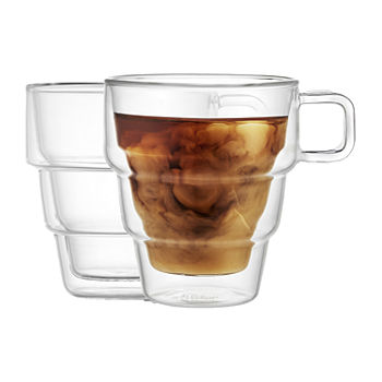Joyjolt Pila Double Walled Glass Tea - 10 Oz - Set Of 2 Dishwasher Safe Coffee Mug