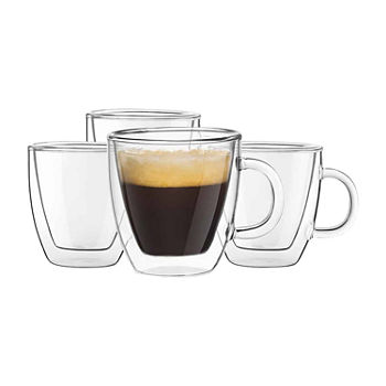 Joyjolt Savor Double Wall Insulated Glasses - 5.4 Oz - Set Of 4 Espresso Cup Dishwasher Safe