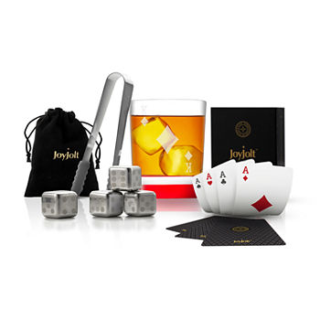 Joyjolt Poker King Of Diamonds Whiskey Gift 8-pc. Dishwasher Safe Lead Free Drinkware Set