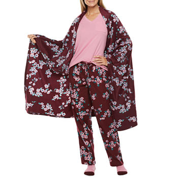 Liz Claiborne Womens Petite Long Sleeve 4-pc. Pant Pajama Set