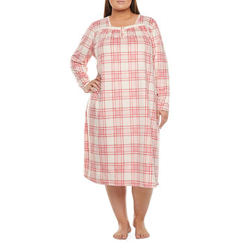 Adonna Womens Plus Long Sleeve Square Neck Nightgown