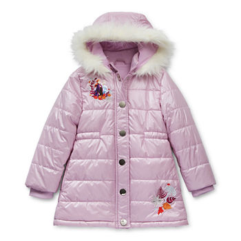Disney Collection Little & Big Girls Frozen Water Resistant Midweight Puffer Jacket