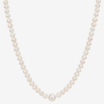 Womens 5.5-9.5MM White Cultured Freshwater Pearl Strand Necklace