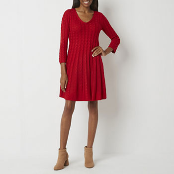 Jessica Howard Petite 3/4 Sleeve Sweater Dress