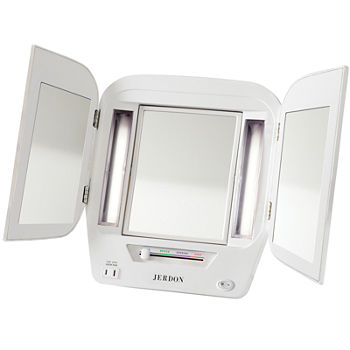 Jerdon Style Euro Design Tri-Fold Lighted Mirror