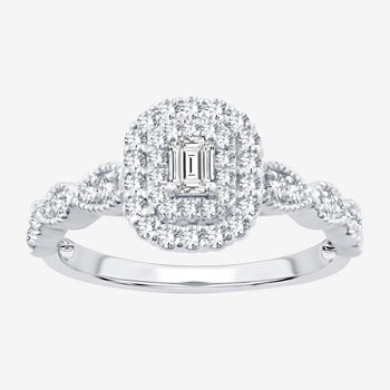 Modern Bride Signature Womens 1/2 CT. T.W. Genuine White Diamond 10K White Gold Engagement Ring