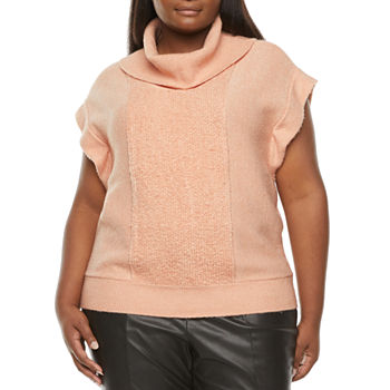 Worthington Plus Womens Cowl Neck Short Sleeve Pullover Sweater