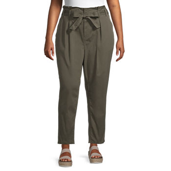 a.n.a-Plus Womens Mid Rise Paperbag Ankle Pant