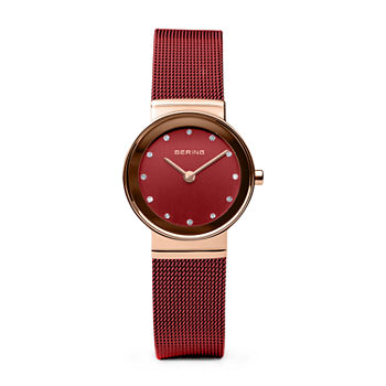 Bering Womens Red Stainless Steel Bracelet Watch 10126-363