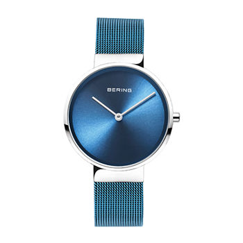 Bering Womens Blue Stainless Steel Bracelet Watch 14531-308