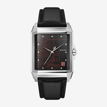 Bulova Frank Lloyd Wright December Gifts Mens Black Leather Strap Watch 96a223