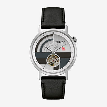 Bulova Frank Lloyd Wright Occulus Mens Automatic Black Leather Strap Watch 96a248